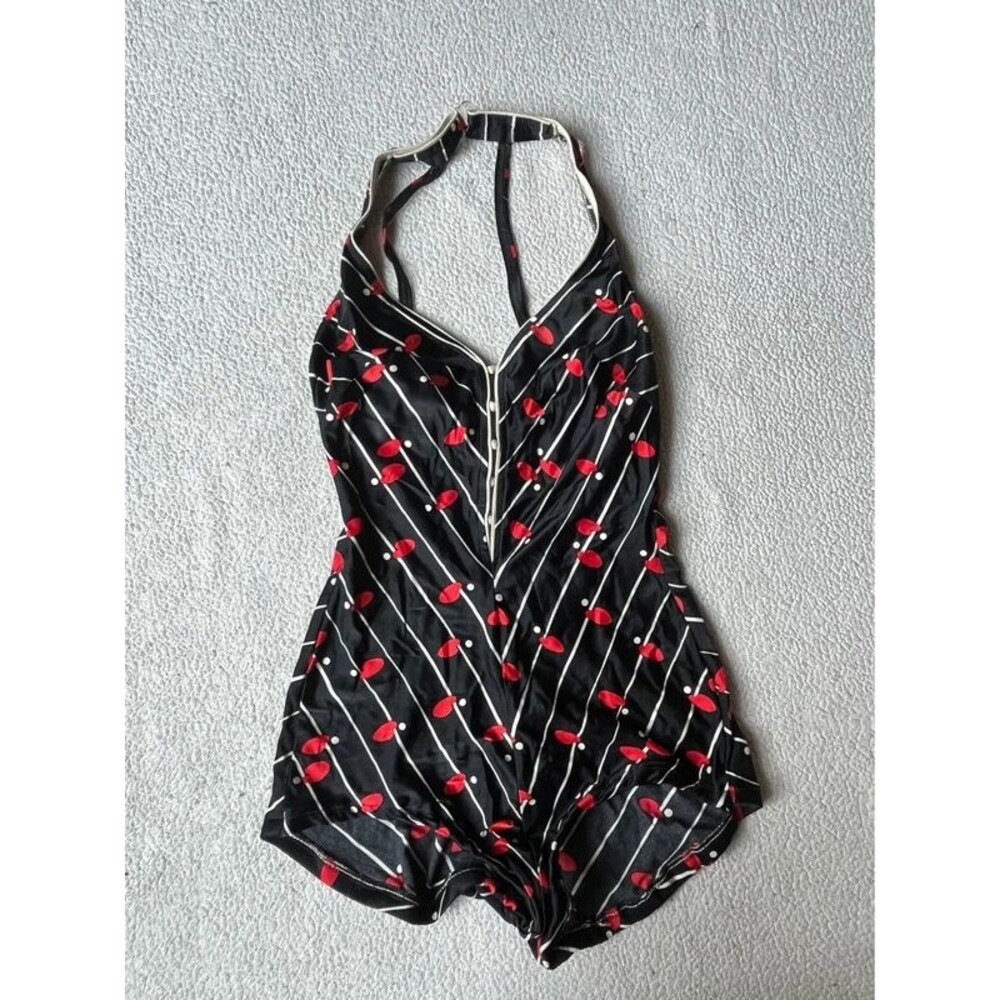 Vintage 80s Robby Len Halter Short One Piece Swimsuit Retro Womens 15/16